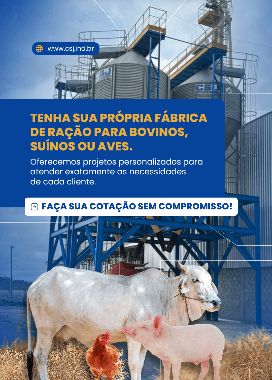 Tenha sua própria fábrica de ração para bovinos, suínos ou aves