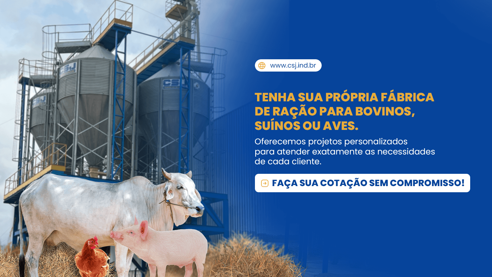Tenha sua própria fábrica de ração para bovinos, suínos ou aves